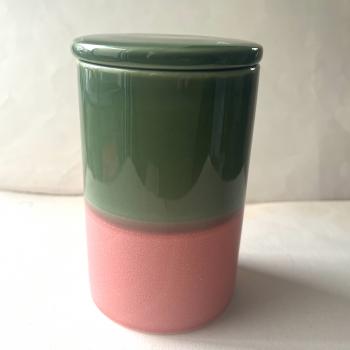 Steingut Aufbewahrungsdose pink grün